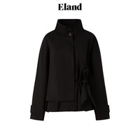ELAND衣恋风衣外套女潮酷短款斗篷设计感女装24秋 黑色(19)Black S/160