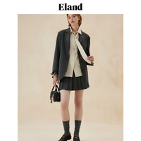 ELAND衣恋半身裙女百褶A版含羊毛通勤裙子2024秋季 灰色(15)Grey XS/155