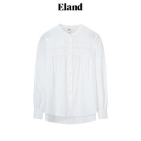 ELAND衣恋衬衫女前襟裥褶泡泡袖宽松纯棉透气上衣2024夏季新品