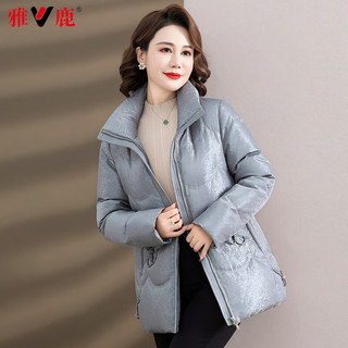 雅鹿中老年羽绒服女2024冬季新中式气质保暖装百搭冬装厚外套 灰色 L
