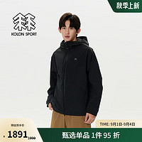 KOLON SPORT 可隆户外冲锋衣 男女同款露营防水防风透湿夹克运动外套 LUJK4WTT40-BK 黑色 XL