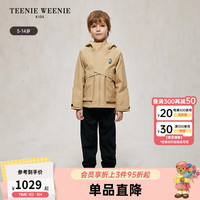 Teenie Weenie Kids小熊童装24秋季新款男童休闲时尚纯色连帽软壳外套 米色 1