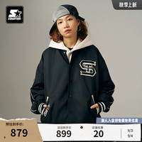 STARTER【24秋新】棒球夹克男女同款百搭通勤显瘦黑色上衣外套 黑色