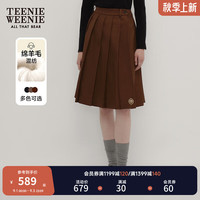 Teenie Weenie小熊半身裙女2024秋新款学院复古百褶中长半身裙女