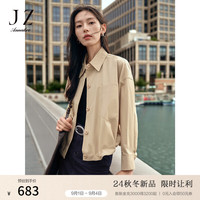 玖姿·安娜蔻clean fit简约松弛抽绳多色衬衫风衣外套2024秋季 卡其 S