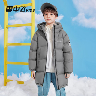 雪中飞kids童装儿童羽绒服2024冬季女童男童长款加厚软面包羽绒服 暗雾灰 140