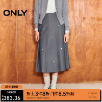 ONLY2024秋季时尚潮流显瘦中长款高腰百褶裙半身裙女|124316009 G44 中花灰色 160/64A/S