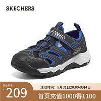 斯凯奇（Skechers）中大童魔术贴包头凉鞋407030L 海军蓝色/蓝色/NVBL 30码