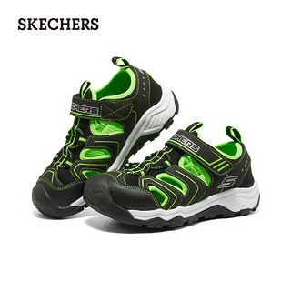 斯凯奇（Skechers）中大童魔术贴包头凉鞋407030L 黑色/柠檬色/BKLM 36码