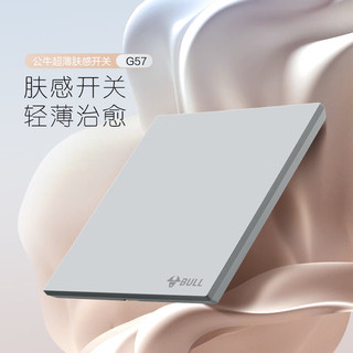 公牛（BULL）超薄肤感开关插座面板86型usb五孔带开关空调插座蝶翼 G57丝绒灰 【白板】