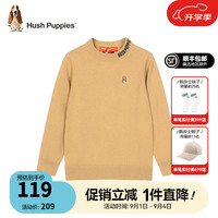 暇步士(Hush Puppies)童装儿童针织衫男童秋季男大童时尚套头针织衫简约舒适 暖卡其 170cm