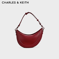 CHARLES&KEITH24秋季CK2-40271413简约纯色单肩腋下包马鞍包 Red红色 S