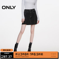 ONLY2024秋季时尚口袋毛边A字短裙牛仔半身裙女|124337005 J09 深牛仔灰色 170/72A/L