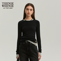 Teenie Weenie小熊2024年秋季新款柔感抗菌露指长袖T恤贴身打底衫