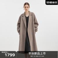 伊芙丽（eifini）【高智大衣】伊芙丽质感牦牛绒真丝气质双面呢大衣女2024秋装外套 原绒咖 165/88A/L