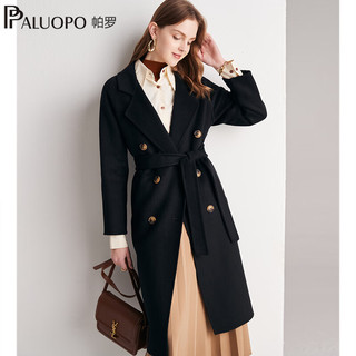 帕罗（PALUOPO）2024秋冬女装毛呢大衣时尚优雅翻领系腰带显瘦百女式羊毛外套 45%羊毛102 S/155/80A