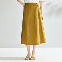 新中式国风盘扣A字裙女2024早秋气质提花高级感显瘦半身裙子