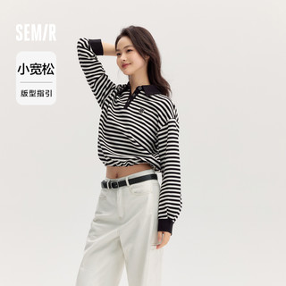 森马 SemirPOLO衫女刺绣时尚宽松衣服休闲风秋季温柔质感套头衫女士气质