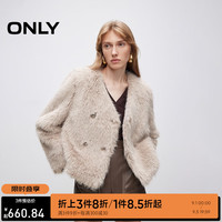 ONLY2024秋季新款优雅气质保暖双排扣短款皮草外套女|124322005 C14 鹅卵灰色 1
