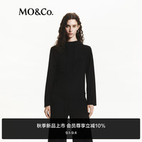 MO&Co.2024秋双面绒德绒堆领连帽喇叭袖精裁卫衣MBD3SWS001 黑色 M/165