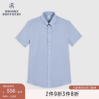 布克兄弟（BrooksBrothers）男士24早秋免烫supima棉格纹正装衬衫 4000-蓝色 15