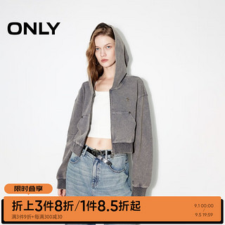 ONLY2024秋季休闲高级感宽松短款开衫连帽卫衣女|12439R001 E11 岩石灰绿色 155/76A/XS