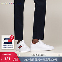 TOMMY HILFIGER24秋冬男休闲百搭条纹织带牛皮革运动鞋板鞋FM0FM05163 白色YBS 42