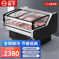 扬子鲜肉展示柜冷藏猪肉冷柜超市生鲜海鲜肉类保鲜柜熟食水果切冷柜 1.2米长直冷省电款(三色灯)