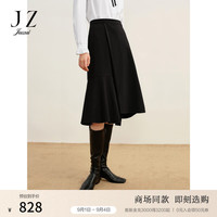 玖姿(JUZUI)商场同款气质职场鱼尾半身裙腰裙女2023秋季新款JWDQ20110 素黑