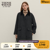 Teenie Weenie小熊2024秋季风衣式澳毛混纺长款毛呢大衣外套女 煤灰色 165/M