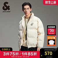 杰克·琼斯（JACK&JONES）男装衣服秋冬宽松字母印花潮流百搭舒适棉服男立领短款棉衣外套厚 米白色A03 米白色A03 195/112A/XXXL