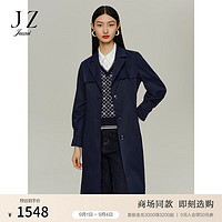 玖姿（JUZUI）优雅大气切尔西外套风衣女2024秋季JWDQ41206 丈青 2XL