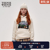 Teenie Weenie小熊2024年秋连帽套头卫衣加绒柔软上衣时尚宽松 象牙白 155/XS