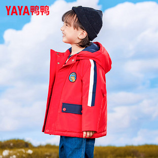 鸭鸭羽绒服鸭鸭（YAYA）羽绒服男2024年冬季亲子装儿童羽绒休闲连帽男童厚外套 藏青色 110