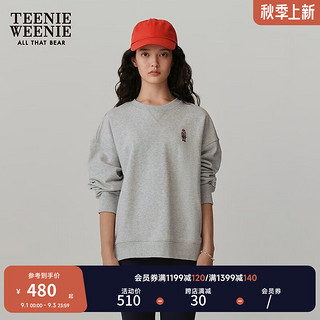 Teenie Weenie小熊秋季圆领套头卫衣学院风短款上衣休闲时尚女 浅灰色 160/S