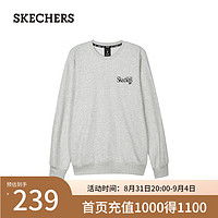 斯凯奇（Skechers）男女同款针织套头卫衣2024年秋季L324U109 浅白花灰/0248 XL