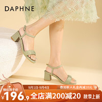 达芙妮(DAPHNE)达芙妮 凉鞋女凉拖高跟鞋女2024年夏季一字带气质法式粗跟QJ3