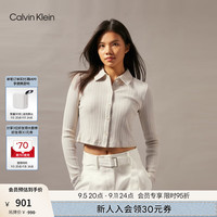 Calvin Klein Jeans24秋季新款女士休闲简约ck刺绣纽扣衬衫领修身T恤J224673