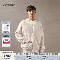 Calvin Klein Jeans24秋季新款男ck羊毛混纺暗纹字母纽扣V领针织开衫J326647