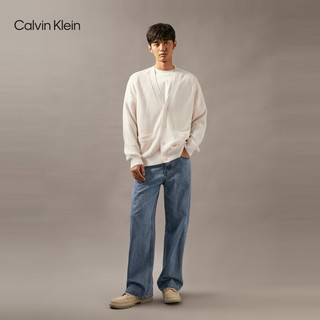 Calvin Klein Jeans24秋季新款男ck羊毛混纺暗纹字母纽扣V领针织开衫J326647