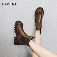 达芙妮(DAPHNE)达芙妮马丁靴女加绒秋冬烟筒靴LP2 棕色加绒(短筒) 36