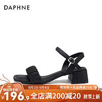 达芙妮（DAPHNE）凉鞋女夏季女鞋一字带时尚简约通勤ZJ 深黑色 39