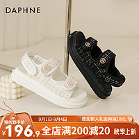 达芙妮（DAPHNE）达芙妮  小香风凉鞋女夏季2024拖鞋女外穿魔术贴运动沙滩凉鞋QJ4 黑色 40