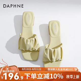 达芙妮（DAPHNE）凉拖鞋女2024夏季透气一字拖外穿防滑QJ4 浅黄色 35