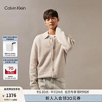 Calvin Klein Jeans24秋季男士ck含羊毛混纺刺绣纽扣翻领针织开衫J326675 PD7-卡其米 M