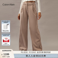Calvin Klein Jeans24秋季新款女士ck复古暗襟叠褶灯芯绒直筒休闲裤J224584 PAV-大地棕