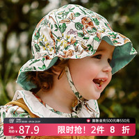 嫚熙(EMXEE)儿童防晒帽拦截紫外线宝宝遮阳帽男女童可爱渔夫帽 迷鹿森林-遮阳花边帽 49cm(头围49-51CM,1-2岁)