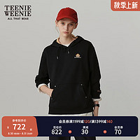 Teenie Weenie小熊女装连帽美式卫衣女2024早秋新款女黑色长袖上衣 黑色 1