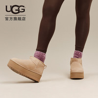 UGG 女士舒适时尚经典迷你纯色厚底保暖休闲短筒雪地靴 1135092 沙色 41