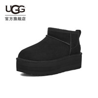 UGG 女士舒适时尚经典迷你纯色厚底保暖休闲短筒雪地靴 1135092 黑色 36